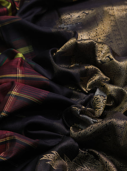 Multi Colour - Black Pure Kanchipuram Silk Saree