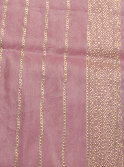 Pastel Pink - Teal Banarasi Silk Saree