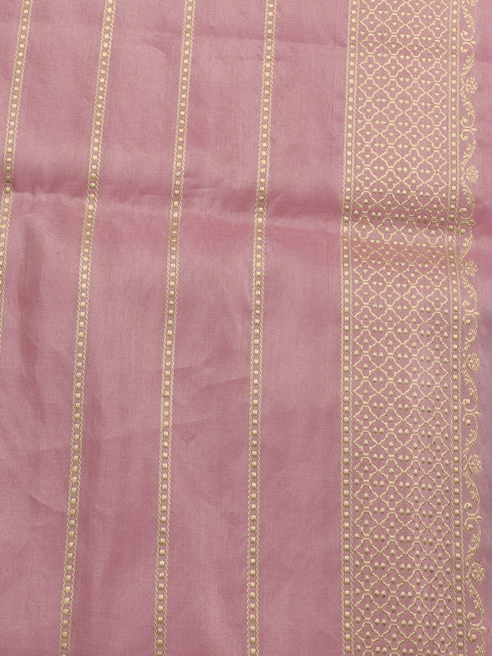 Pastel Pink - Teal Banarasi Silk Saree