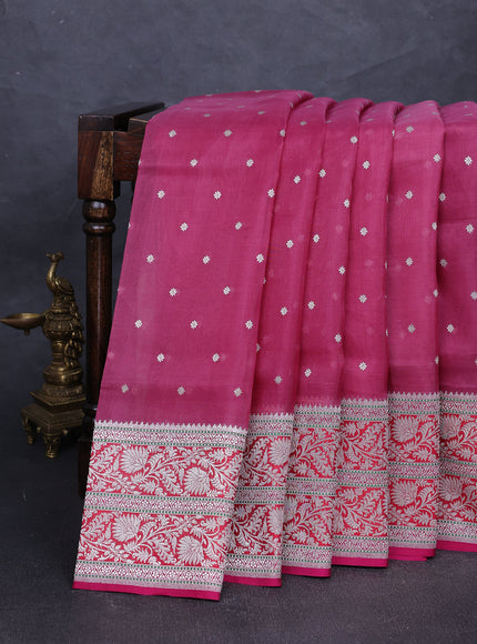 Dark Onion Pink Banarasi Silk Saree