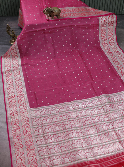 Dark Onion Pink Banarasi Silk Saree