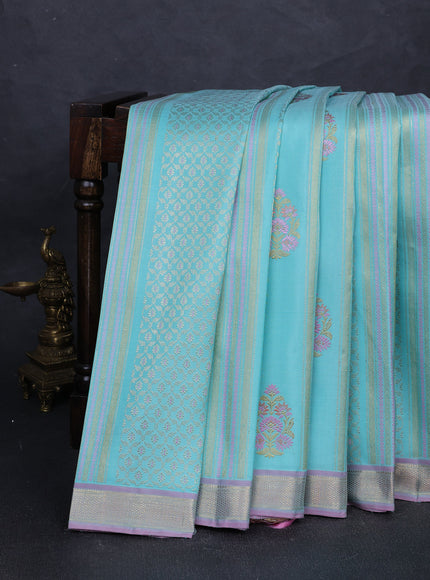 Sky Blue Pure Kanchipuram Silk Saree
