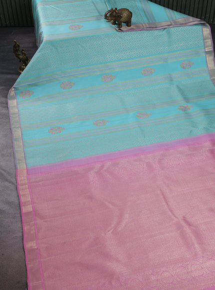Sky Blue Pure Kanchipuram Silk Saree