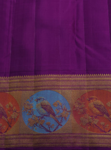Mustard - Purple Pure Kanchipuram Tissue Silk Saree