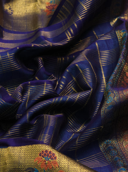 Blue Kanchipuram Kora Silk Saree