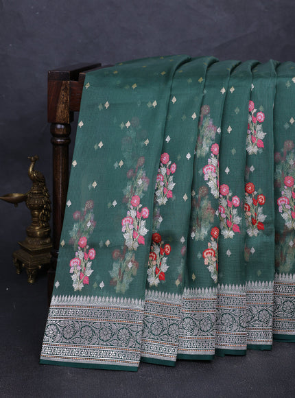 Green Banarsi Kora Silk Saree