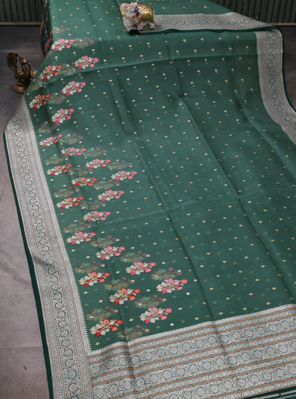 Green Banarsi Kora Silk Saree