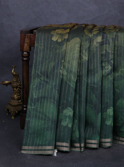 Green - Rust Shade Tussar Printed Silk Saree