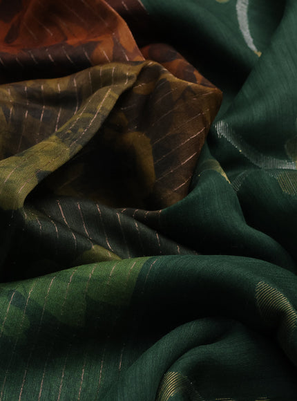Green - Rust Shade Tussar Printed Silk Saree