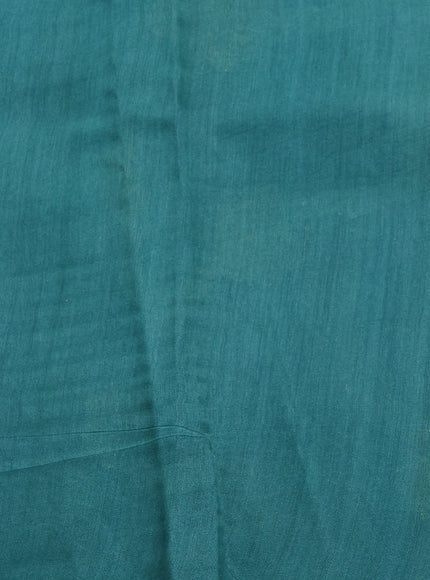 Teal Green - Dark Blue Tussar Printed Silk Saree