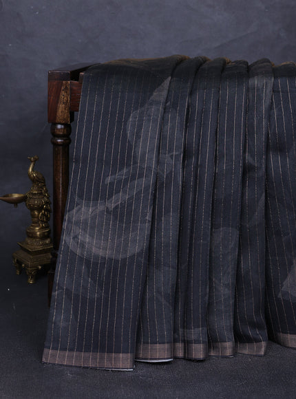 Black - Beige Tussar Printed Silk Saree