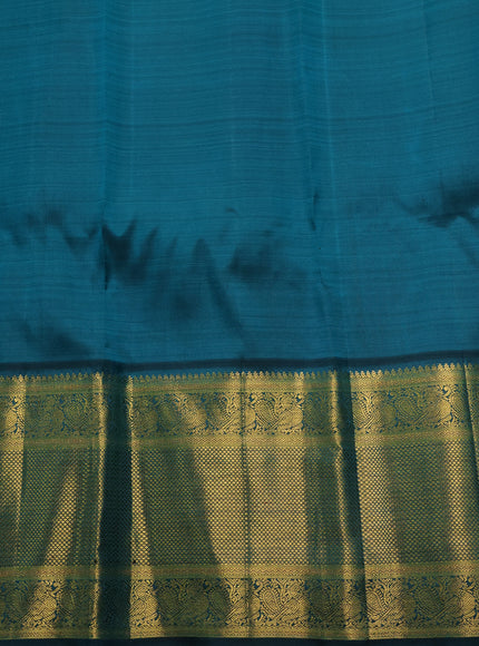Teal Blue - Peacock Green Pure Kanchipuram Silk Saree