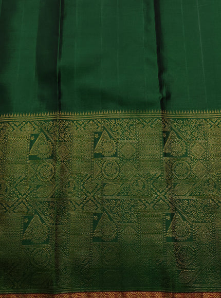 Peach - Bottle Green Pure Kanchipuram Silk Saree