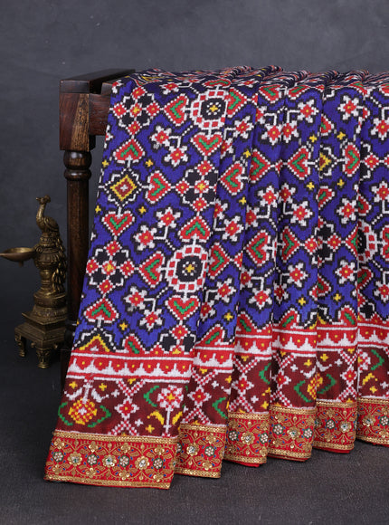 Blue Patan Patola Silk Saree With Embroidery
