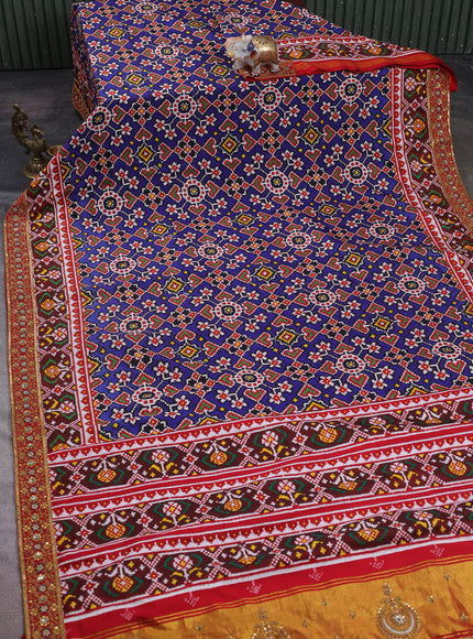 Blue Patan Patola Silk Saree With Embroidery