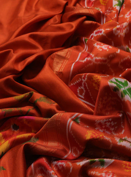 Rust Orange Ikat Silk Saree