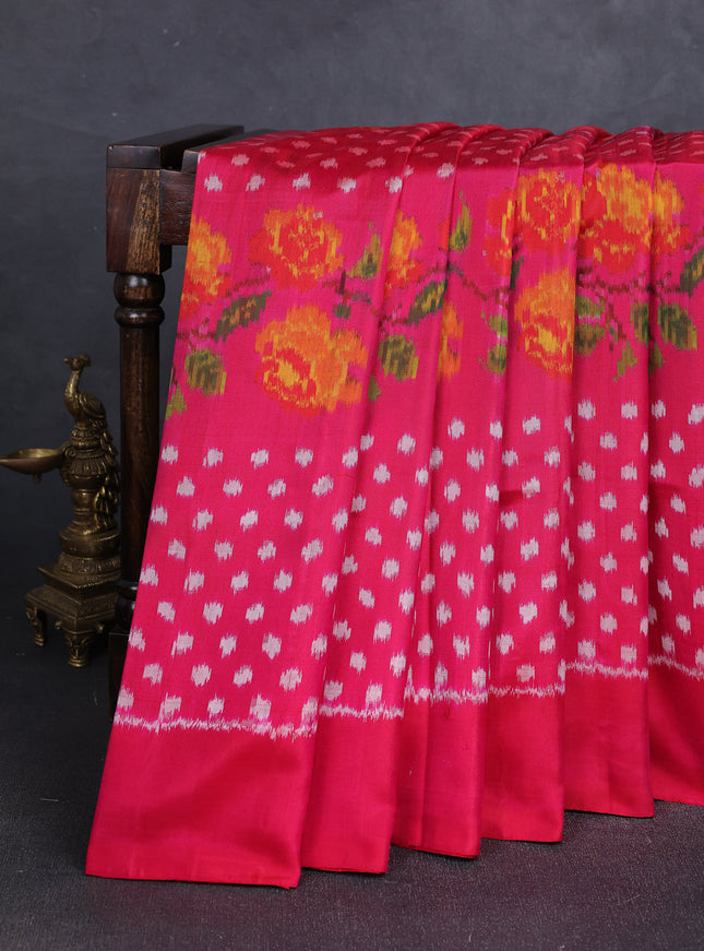 Pink Ikat Silk Saree