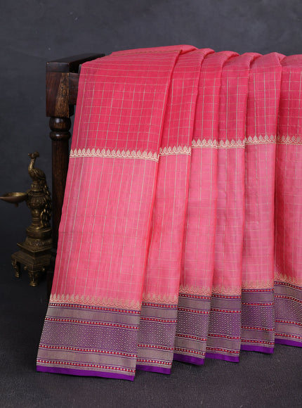 Gajri Pink Banarasi Kora Silk Saree