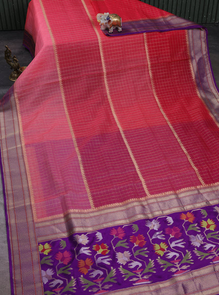 Gajri Pink Banarasi Kora Silk Saree
