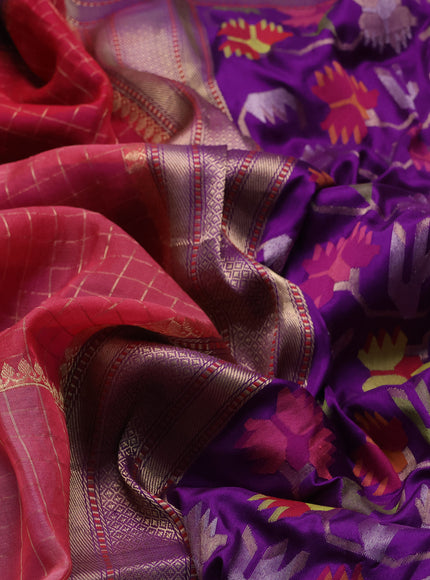 Gajri Pink Banarasi Kora Silk Saree