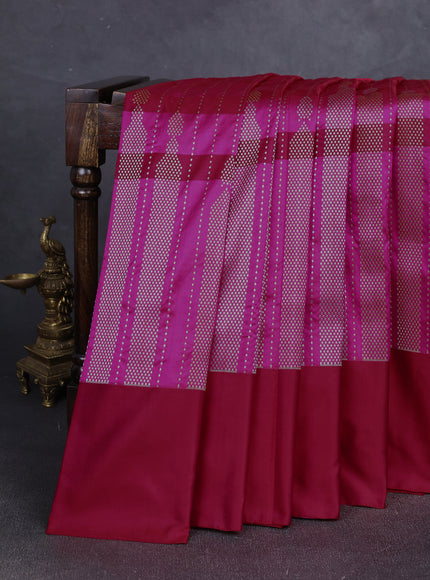 Pink - Red Banarasi Silk Saree