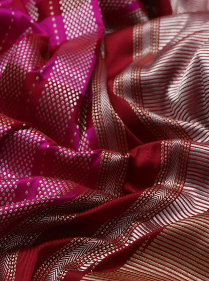 Pink - Red Banarasi Silk Saree