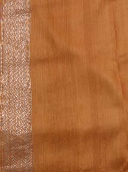 Grey - Beige Banarasi Tussar Hand Painted Silk Saree