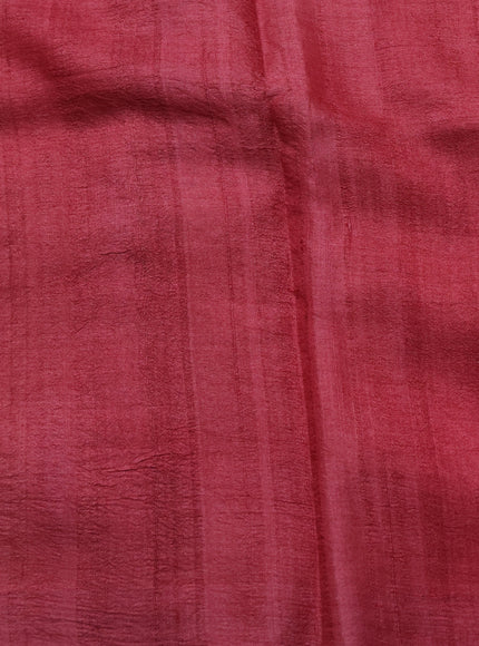 Multi Colour - Maroon Printed Tussar Silk With Kantha Embroidery Saree