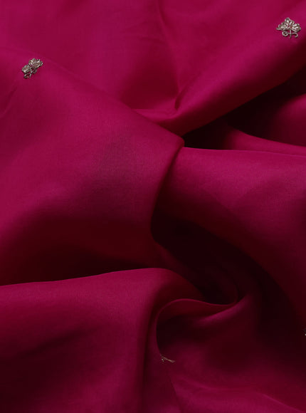 Rani Pink Organza Embroidery Silk Saree With Readymade Blouse