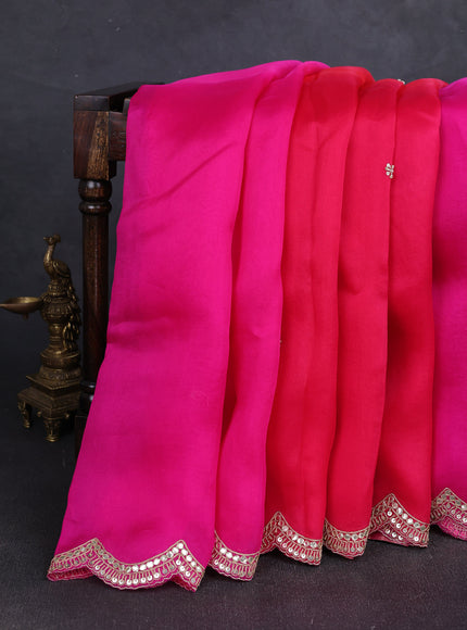 Pink Ombre Organza Embroidery Silk Saree