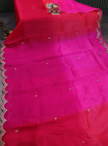 Pink Ombre Organza Embroidery Silk Saree