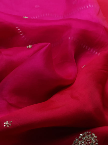 Pink Ombre Organza Embroidery Silk Saree