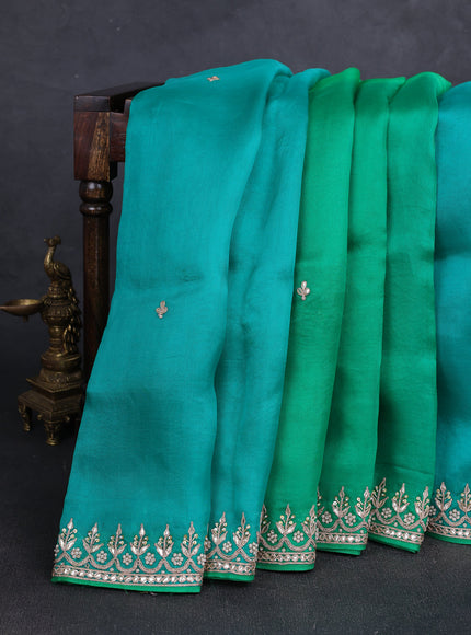 Green Ombre Organza Embroidery Silk Saree