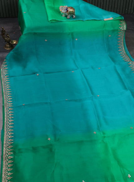Green Ombre Organza Embroidery Silk Saree