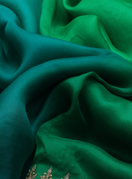 Green Ombre Organza Embroidery Silk Saree