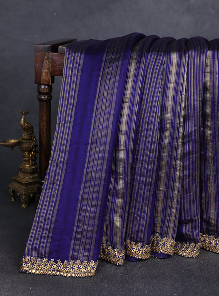 Blue Banarasi Embroidery Silk With Readymade Blouse