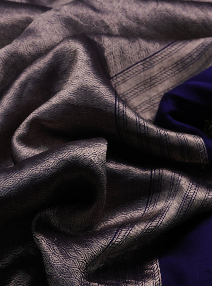 Blue Banarasi Embroidery Silk With Readymade Blouse