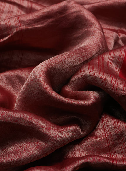 Red Banarasi Embroidery Silk With Readymade Blouse