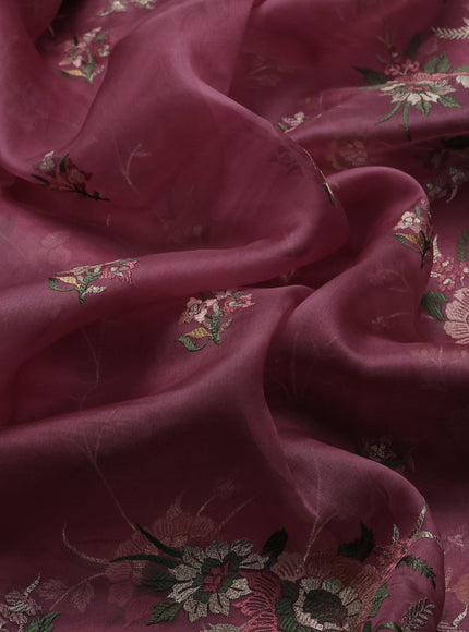 Onion Pink Organza Silk Embroidery Saree