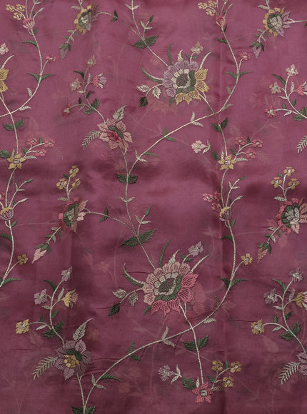 Onion Pink Organza Silk Embroidery Saree