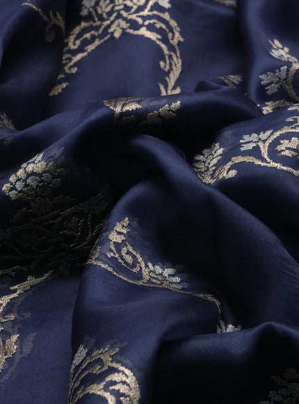 Blue Organza Silk Embroidery Saree