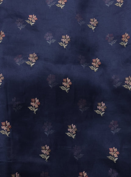 Blue Organza Silk Embroidery Saree