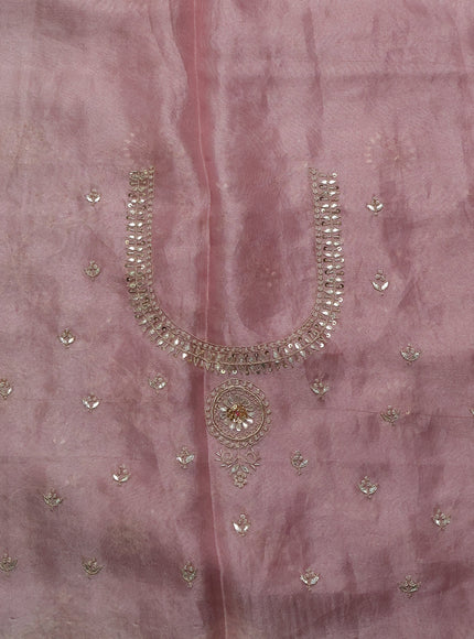 Baby Pink Tissue Organza Embroidery Silk Saree