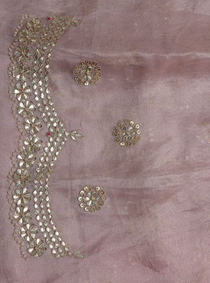 Baby Pink Tissue Organza Embroidery Silk Saree