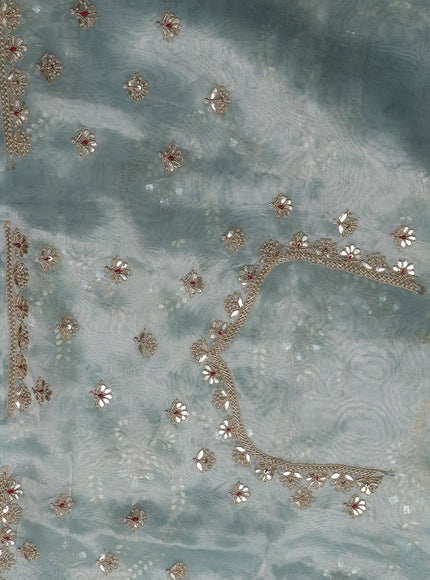 Pastel Green Tissue Organza Embroidery Silk Saree