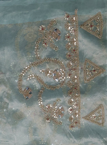 Pastel Green Tissue Organza Embroidery Silk Saree