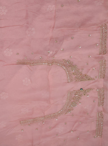 Peach Georgette Chikankari Embroidery Silk Saree