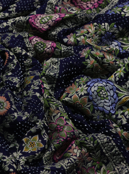 Navy Blue Georgette Bandhani Silk Saree