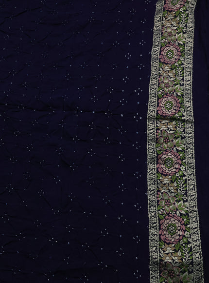 Navy Blue Georgette Bandhani Silk Saree