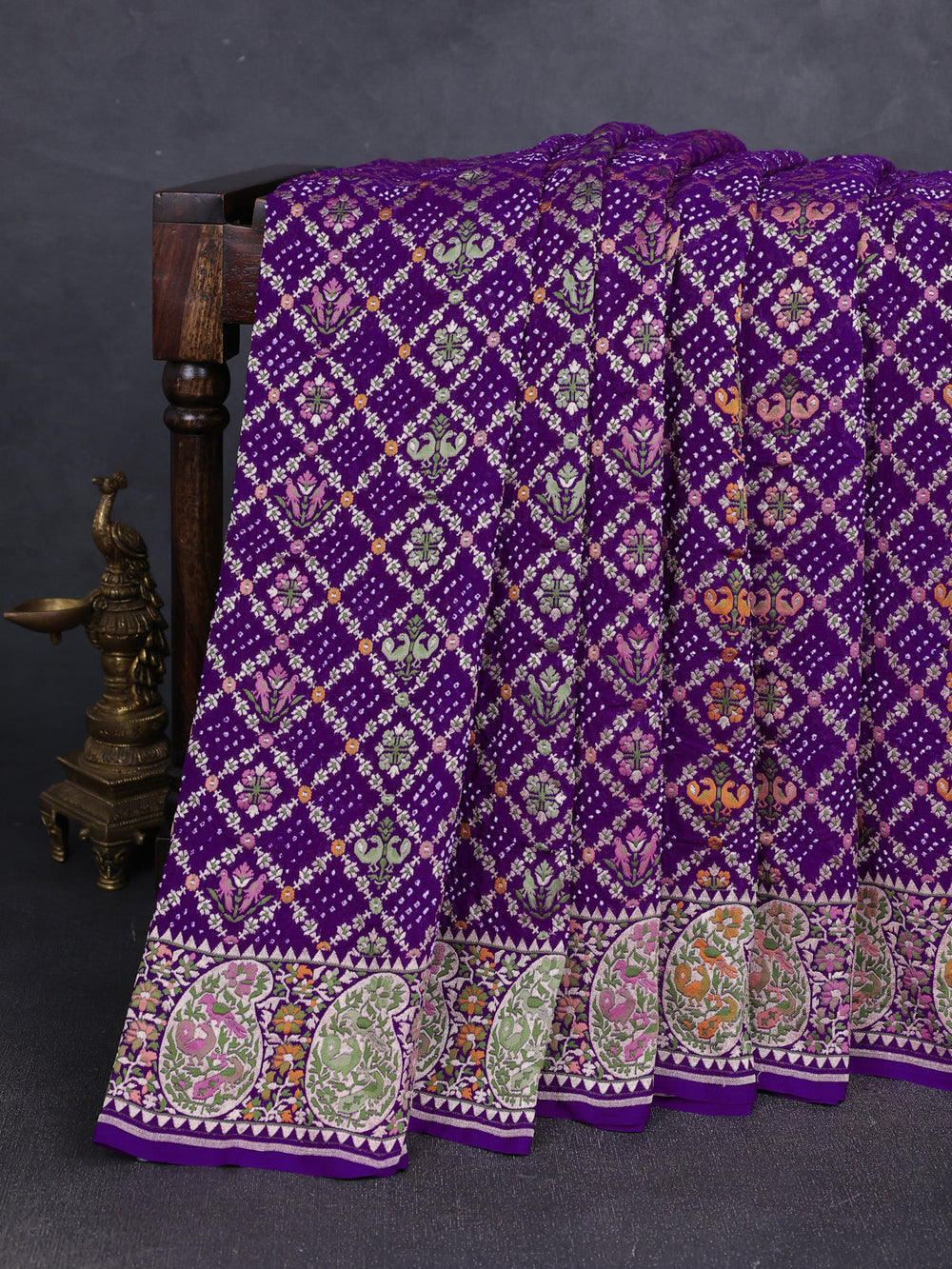 Purple Georgette Bandhani Silk Saree
